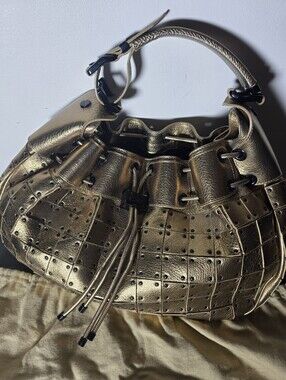 Rare Never Worn Burberry Prorsum Studded Warrior Gold Bag